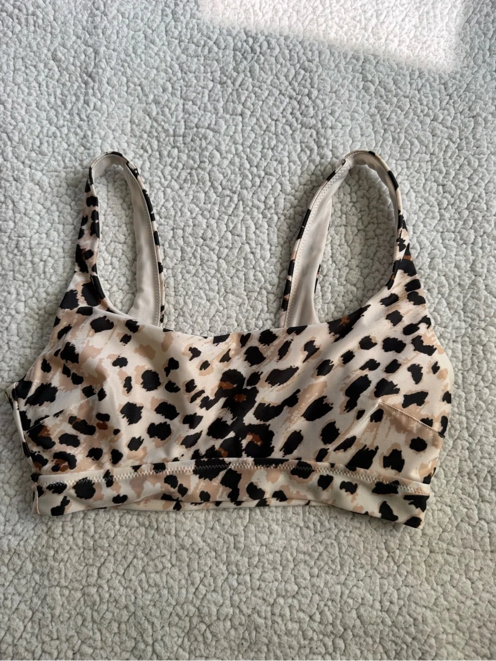 aerie Leopard Print Bikini Top - Beige/Black/Brown